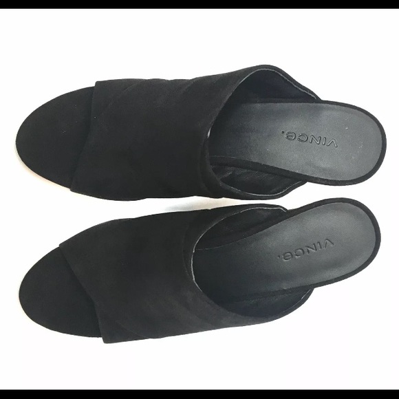 VINCE New ‘Heath’ Black Suede Leather High Heel Mule 7.5 NIB - Picture 4 of 9